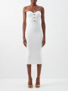Self-portrait - Strapless Ribbed-knit Midi Dress - Womens - White