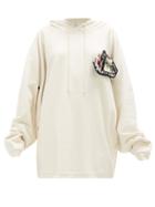 Matchesfashion.com Raf Simons - Pin-patch Cotton-jersey Hooded Sweatshirt - Womens - Ecru White Splash