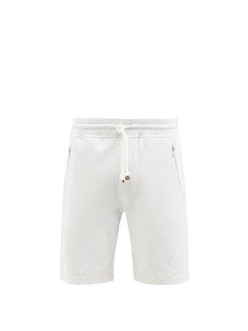 Brunello Cucinelli - Drawstring-waist Cotton-blend Shorts - Mens - Grey