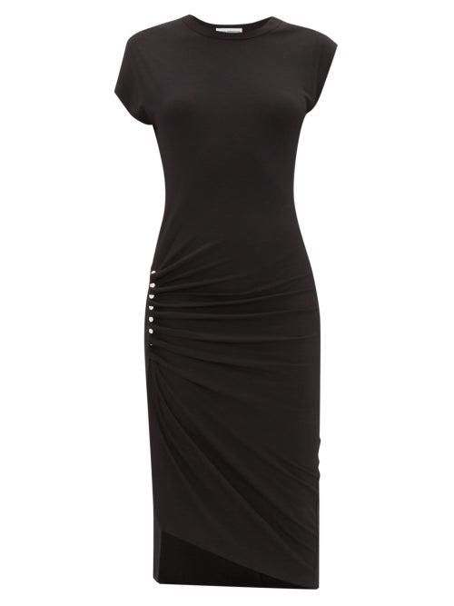 Matchesfashion.com Paco Rabanne - Draped-skirt Jersey Midi Dress - Womens - Black