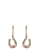 Matchesfashion.com Alexander Mcqueen - Horseshoe Pav Crystal Drop Earrings - Womens - Gold