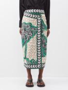 Johanna Ortiz - Wild Path Printed-cotton Wrap Skirt - Womens - Green Print