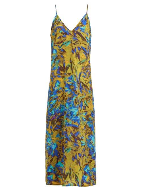 Matchesfashion.com Raey - Uv Floral Print Silk Slip Dress - Womens - Blue Print