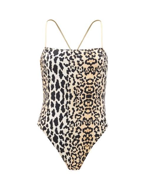 Matchesfashion.com Reina Olga - Chloe Square-neck Leopard-print Swimsuit - Womens - Leopard