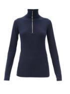 Matchesfashion.com Jil Sander - Half-zip Ribbed Wool Sweater - Womens - Navy