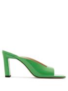 Matchesfashion.com Wandler - Isa Square Toe Leather Mules - Womens - Green