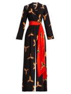 Matchesfashion.com Diane Von Furstenberg - Aurora Phoenix Print Silk Jumpsuit - Womens - Black Print