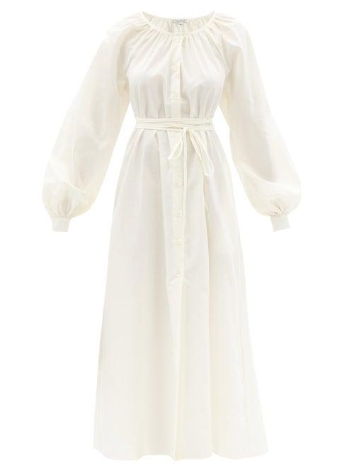 Ladies Beachwear Fil De Vie - Lara Waist-ties Poplin Shirt Dress - Womens - Cream