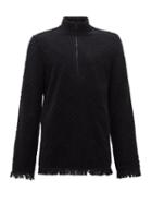 Matchesfashion.com Marine Serre - Fringed Upcycled Cotton-terry Top - Mens - Black