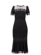 Matchesfashion.com Dolce & Gabbana - Fluted Hem Lace-panelled Cotton Dress - Womens - Black