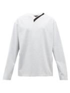 Matchesfashion.com Y/project - Asymmetric Long Sleeved Cotton T Shirt - Mens - Grey