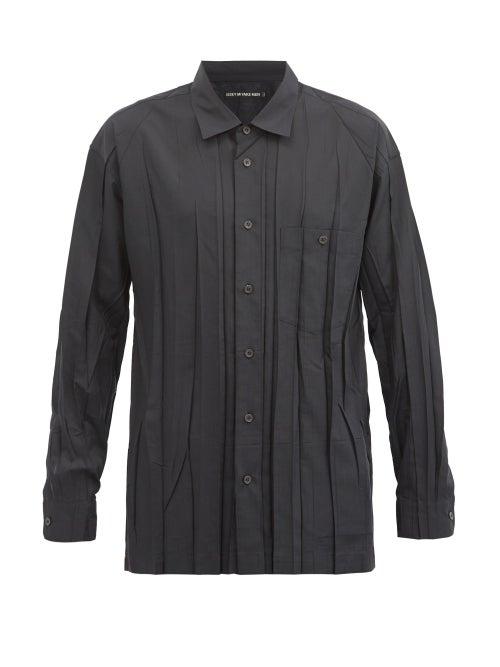 Matchesfashion.com Issey Miyake Men - Pleated Twill Shirt - Mens - Black