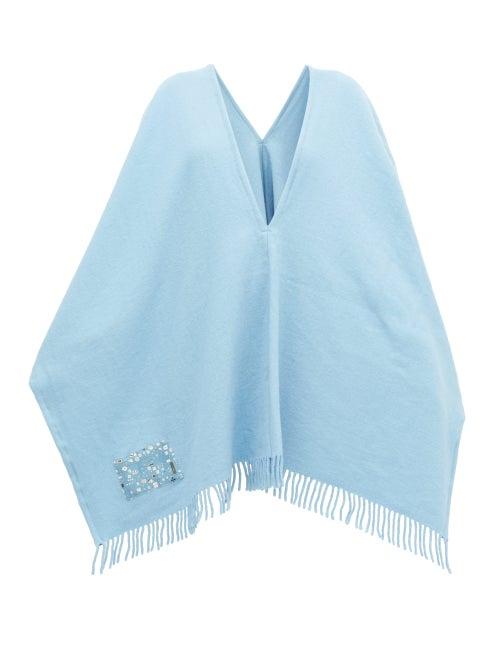 Matchesfashion.com Albus Lumen - Fringed Merino-wool Poncho - Womens - Blue