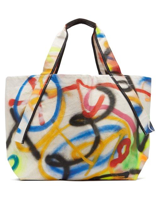Matchesfashion.com Hillier Bartley - X Ed Curtis Graffiti Canvas Tote - Womens - Multi
