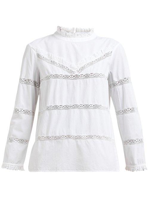 Matchesfashion.com Sea - Crochet Insert Cotton Blouse - Womens - White