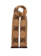 Matchesfashion.com Gucci - Gg Logo-jacquard Wool-blend Scarf - Womens - Brown Multi