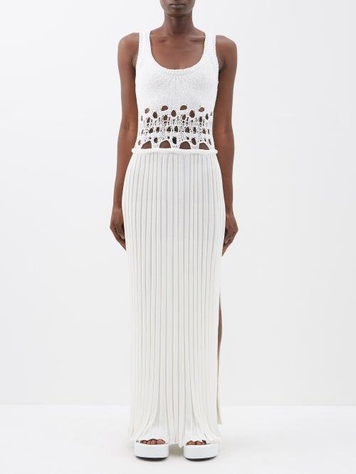 Christopher Esber - Scoop-neck Crochet And Ribbed-knit Dress - Womens - White