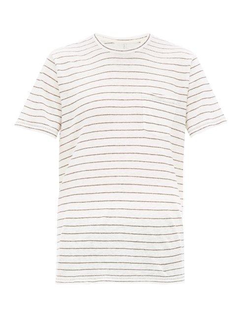 Matchesfashion.com Rag & Bone - Owen Striped Slubbed Linen T Shirt - Mens - Beige Multi