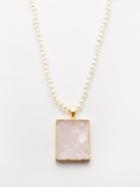 Crystal Haze - Rose Quartz, Pearl & 18kt Gold-plated Necklace - Womens - Pink Multi