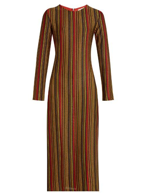 Marco De Vincenzo Metallic-stripes Round-neck Midi Dress
