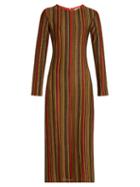 Marco De Vincenzo Metallic-stripes Round-neck Midi Dress