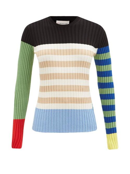 Matchesfashion.com 1 Moncler Jw Anderson - Colour-block Striped Cotton-blend Sweater - Womens - Multi