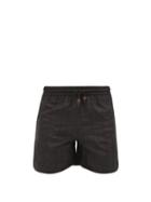 Mens Rtw Smr Days - High-cut Check-embroidered Silk Shorts - Mens - Black