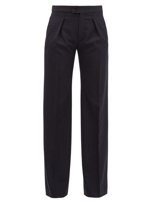 Matchesfashion.com Chlo - Pleated Wide-leg Wool-blend Trousers - Womens - Navy