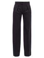 Matchesfashion.com Chlo - Pleated Wide-leg Wool-blend Trousers - Womens - Navy