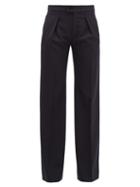 Matchesfashion.com Chlo - Pleated Wide-leg Wool-blend Trousers - Womens - Navy
