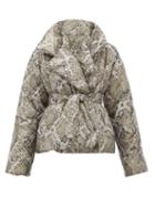 Matchesfashion.com Norma Kamali - Sleeping Bag Snakeskin-print Padded Shell Coat - Womens - Grey Print