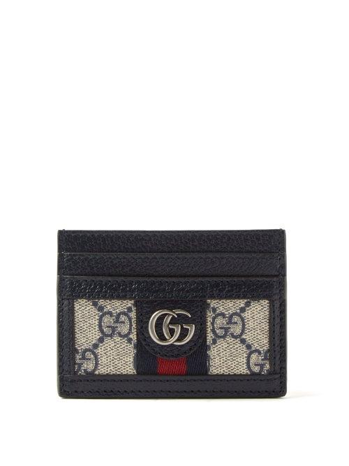 Gucci - Ophidia Gg-jacquard Leather-trim Cardholder - Womens - Navy Multi