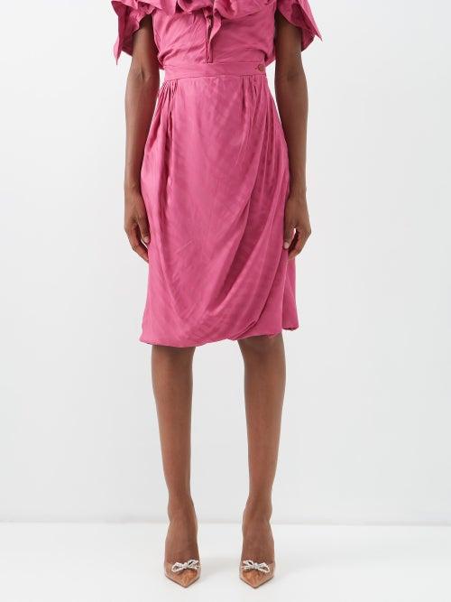 Vivienne Westwood - Stripe-jacquard Draped Skirt - Womens - Pink
