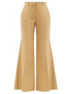 Matchesfashion.com Victoria Beckham - High-rise Cotton-blend Canvas Flared Trousers - Womens - Brown