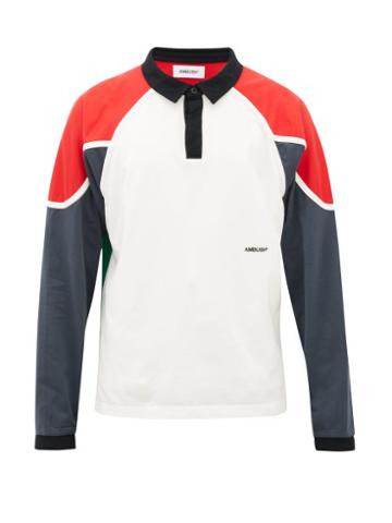 Matchesfashion.com Ambush - Logo-embroidered Cotton-jersey Rugby Shirt - Mens - White Multi