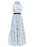 Matchesfashion.com Emilia Wickstead - Norika Floral-print Cotton Midi Shirt Dress - Womens - Blue Print