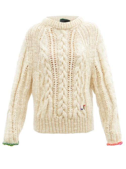 La Fetiche - Marianne Chunky Aran-knit Wool Sweater - Womens - Ivory