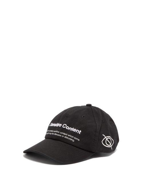 Matchesfashion.com Palm Angels - Sensitive Content Embroidered Cotton Baseball Cap - Mens - Black