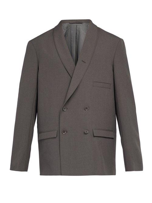 Matchesfashion.com Lemaire - Double Breasted Wool Blazer - Mens - Grey