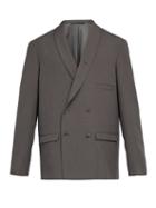 Matchesfashion.com Lemaire - Double Breasted Wool Blazer - Mens - Grey