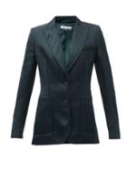 Bella Freud - Saint James Patch-pocket Satin Suit Jacket - Womens - Dark Green