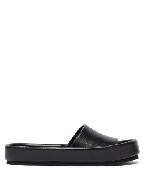 Matchesfashion.com Khaite - Venice Raised-edge Leather Slides - Womens - Black
