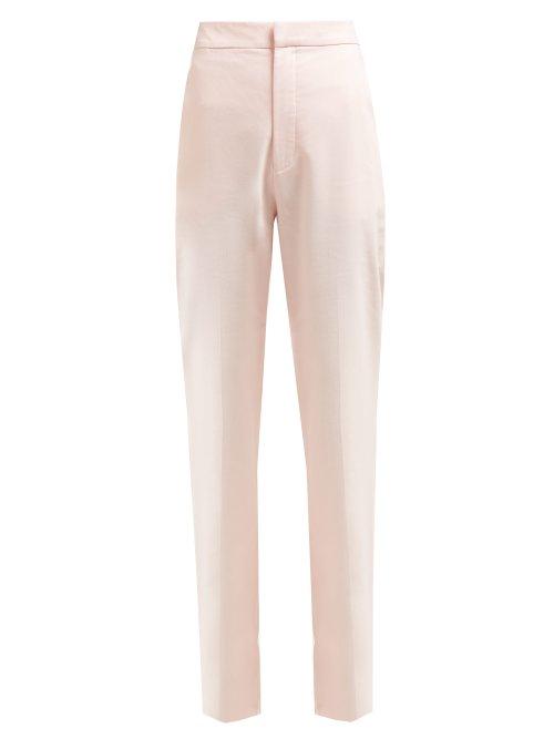 Matchesfashion.com Tibi - Sebastian Straight Leg Twill Trousers - Womens - Light Pink