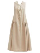 Noir Kei Ninomiya - Lace-up Wool Sleeveless Dress - Womens - Beige