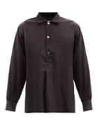 Matchesfashion.com Umit Benan B+ - Julian Half-placket Cotton-blend Poplin Shirt - Mens - Black