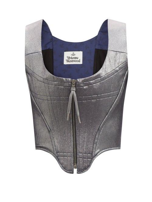 Vivienne Westwood - Portrait Metallic Corset - Womens - Silver