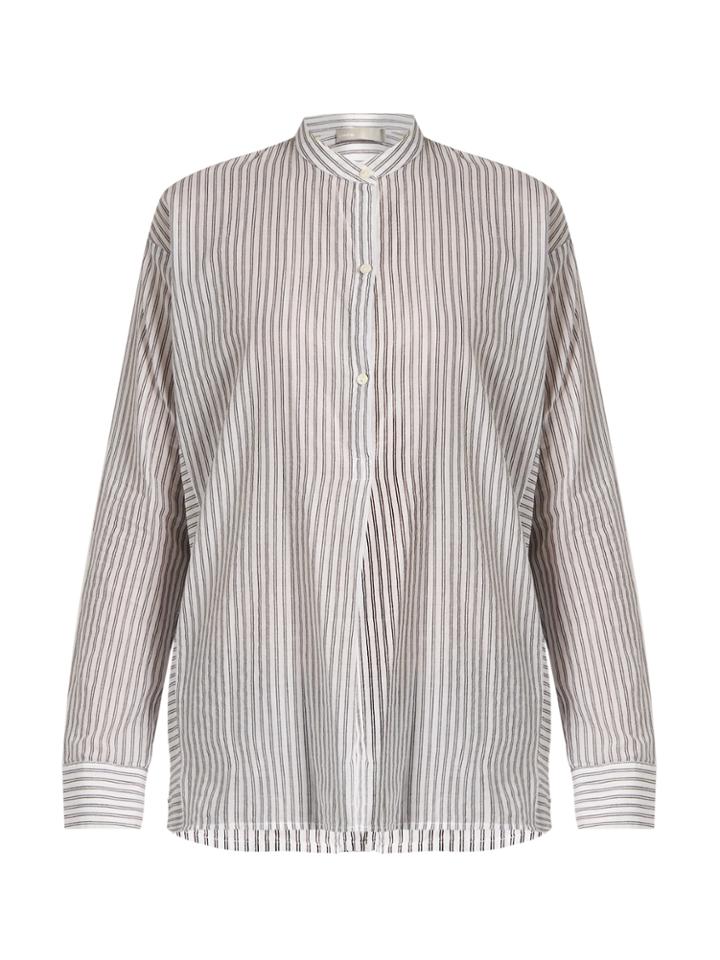 Vince Stand-collar Striped Cotton Shirt