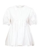 Matchesfashion.com Cecilie Bahnsen - Mie Lace-trimmed Collar Flared Poplin Top - Womens - White