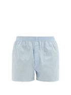 Matchesfashion.com Sunspel - Graph Check Cotton Poplin Boxer Shorts - Mens - Light Blue
