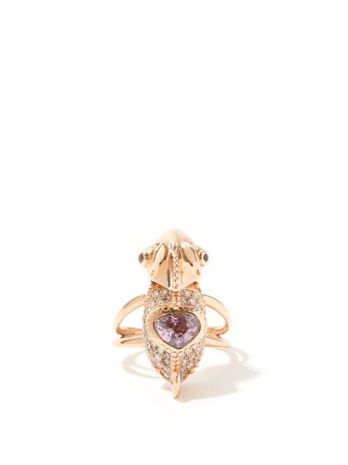 Matchesfashion.com Daniela Villegas - Chameleon Diamond, Sapphire & 18kt Rose-gold Ring - Womens - Multi